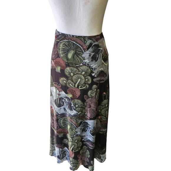 Hot Topic Thorn & Fable Dark Forest Mesh Skull & Mushroom Midi Skirt XL - Picture 2 of 3